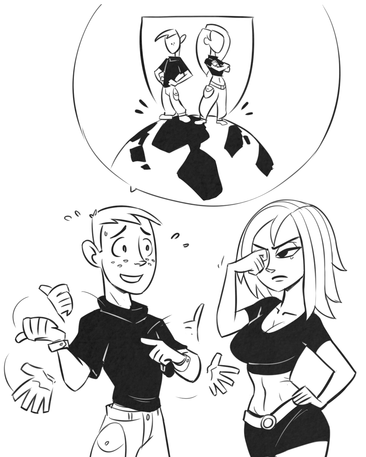 Hot drawn porn with Kim Possible and Ron!